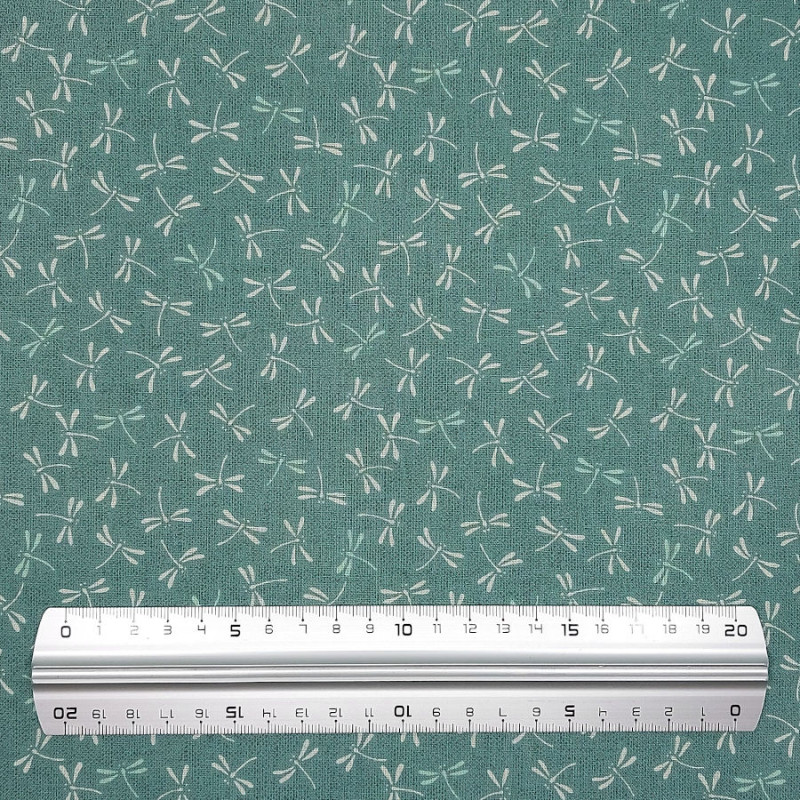 Tissu coton libellules vert