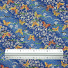 Tissu coton bleu marine papillons fleurs et feuilles (110cm)