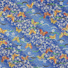 Tissu coton bleu marine papillons fleurs et feuilles (110cm)