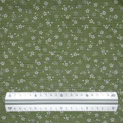 Tissu coton réversible texturé bleu canard et vert fleurs de cerisier et asanoha (110cm)