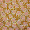 Cotton ochre fabric with salmon and gold cherry blossom (110cm)