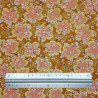 Tissu coton fleurs de cerisier ocre et saumon doré (110cm)