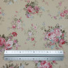 Tissu coton beige avec roses romantiques (110cm)