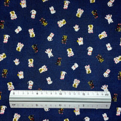 Dark blue lucky cats cotton fabric fabric (110cm)