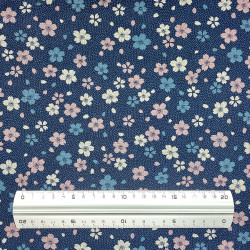 Dark blue samehada and cherry blossom cotton fabric (110cm)