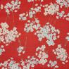 Tissu coton gaufré rouge branches de cerisiers (110cm)