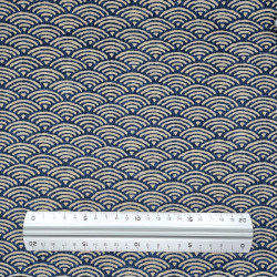 Tissu coton vagues bleu foncé faux uni (110cm)