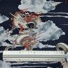 Midnight blue cotton fabric with dragons and clouds (110cm)