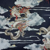 Midnight blue cotton fabric with dragons and clouds (110cm)