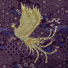 Plum cotton fabric with phoenix and traditional patterns (110cm)