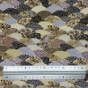 Cotton fabric white black mauve waves with Japanese patterns (110cm)