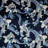 Tissu coton bleu nuit carpes et vagues (110cm)