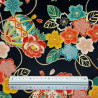 Black Japanese cotton fabric with flowers and temari balls (110cm)