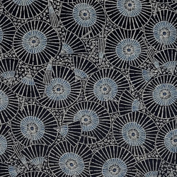 Tissu coton rustique bleu nuit ombrelles (110cm)