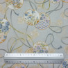 Light grey Japanese cotton fabric with circles flowers and cords (110cm)