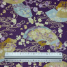 Purple Japanese cotton fabric with fans and flowers (110cm)