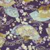 Tissu coton violet prune éventails et fleurs (110cm)