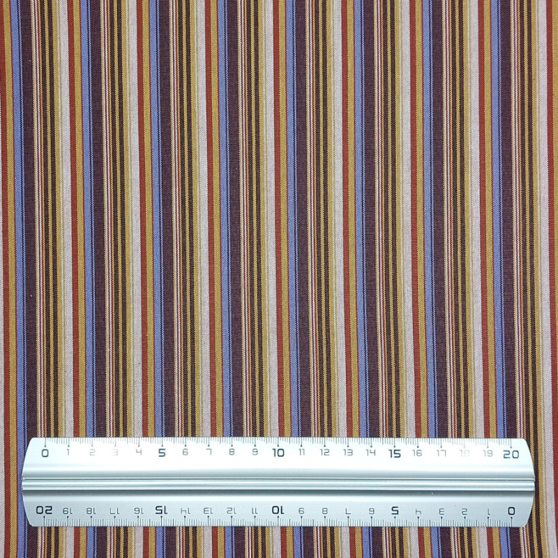 Japanese woven cotton red yellow white lavender stripes fabric (115cm)