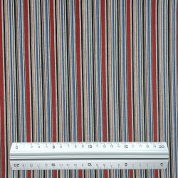 Japanese woven cotton midnight blue blue red white stripes fabric (115cm)