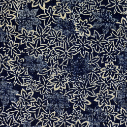 Midnight blue rustic cotton fabric with maple leaves patterns (109cm)