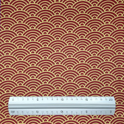 Dark red Japanese cotton fabric with large waves patterns (110cm)