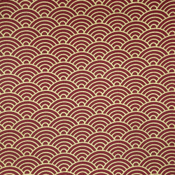 Tissu coton rouge foncé grandes vagues dorées (110cm)