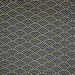 Tissu coton bleu nuit grandes vagues dorées (110cm)