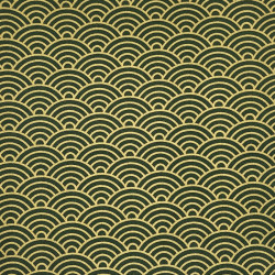 Tissu coton vert sapin grandes vagues dorées (110cm)