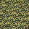 Tissu coton vert sapin grandes vagues dorées (110cm)