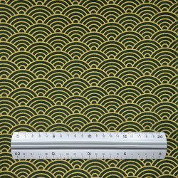 Forest green Japanese cotton fabric with large waves patterns (110cm)