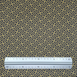 Midnight blue Japanese cotton fabric with graphic sayagata patterns (110cm)