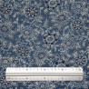 Blue grey rustic cotton fabric with chrysanthemum patterns (109cm)