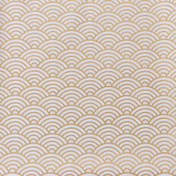 Tissu coton blanc grandes vagues dorées (110cm)