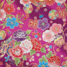 Fuchsia pink fabric with colorful Japanese flowers patterns (110cm)