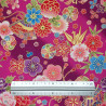 Tissu coton fuchsia fleurs colorées (110cm)