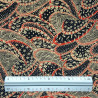 Black Japanese cotton fabric with red and gold paisley patterns (110cm)