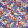 Purple cotton fabric with small cranes and plum blossoms (110cm)