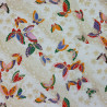 Ivory white fabric with small colorful butterflies patterns (110cm)