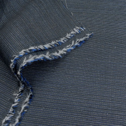 Midnight blue textured woven cotton fabric with blue undertones (115cm)