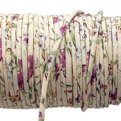 2mm cotton cord light beige mauve flowers 30m roll