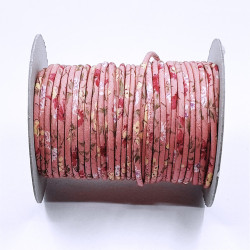 2mm cotton cord old pink small flowers 30m roll