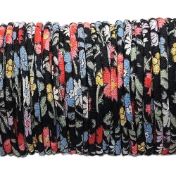 2mm cotton cord black small flowers 30m roll