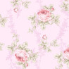 Tissu coton rose pâle roses et herbes mauves (110cm)