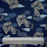 Dark blue cotton fabric with japanese dragons patterns (110cm)