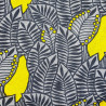 Tissu coton (85%) et lin (15%) gris clair anthracite et jaune citron feuilles (110cm)