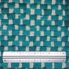 Cotton (50%) and linen (50%) checkered fabric emerald and natural (110cm)