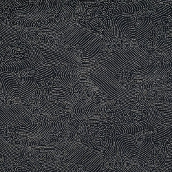 Midnight blue rustic cotton fabric with japanese waves patterns (110cm)