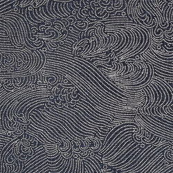 Tissu coton rustique bleu nuit vagues japonaises (110cm)