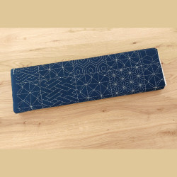 Dark blue sashiko fabric with graphical patterns in squares (110cm)