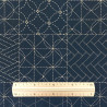 Dark blue sashiko fabric with graphical patterns in squares (110cm)